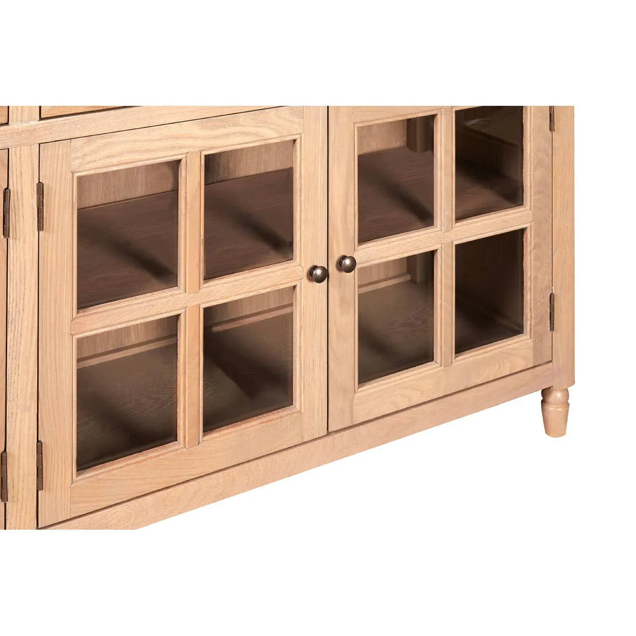 Lyon Oak Wood 4-Drawer Sideboard with Glass Doors