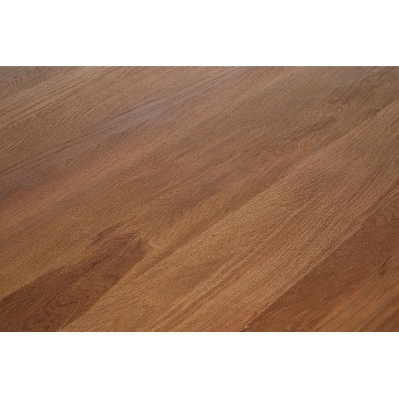 Oak dining table top with natural wood grain texture and warm brown finish