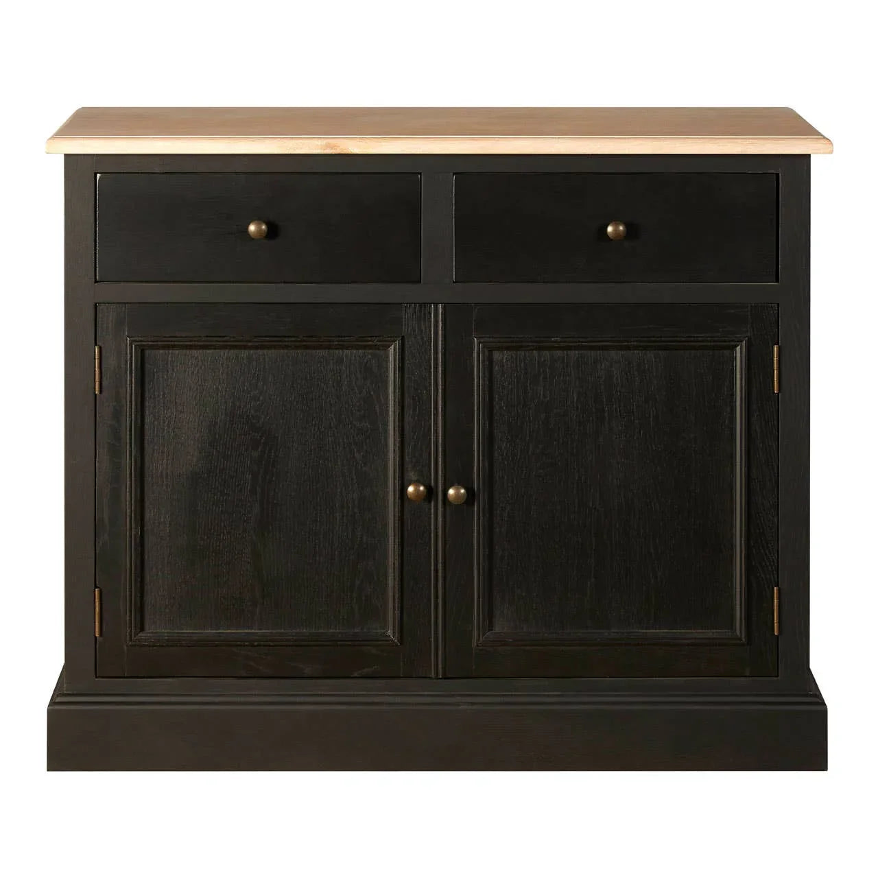 Rustic Oak Wood Sideboard with Black Paint Finish