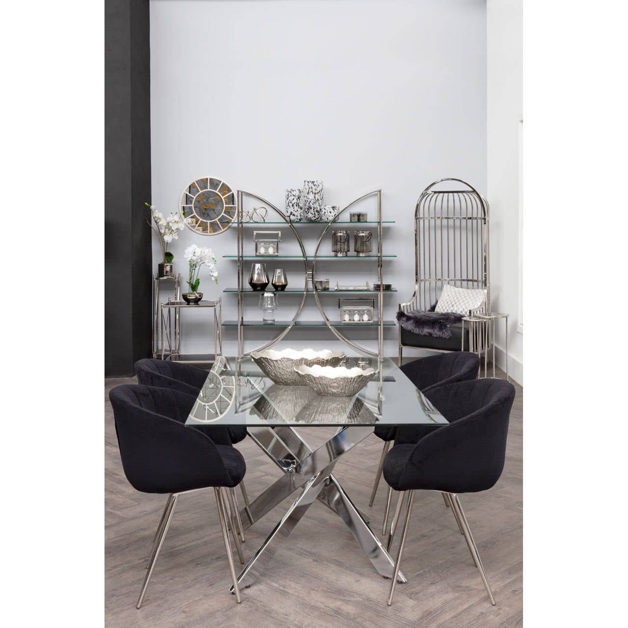 Monochrome Velvet Dining Chair