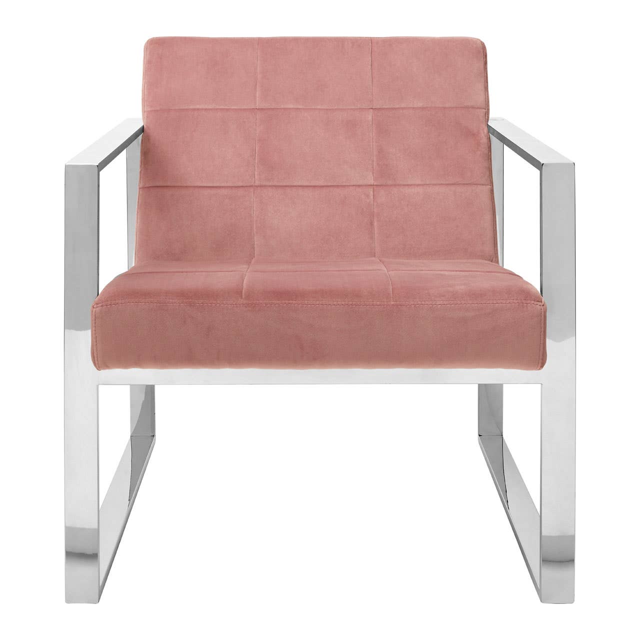 Pink Velvet Steel Lounge Chair