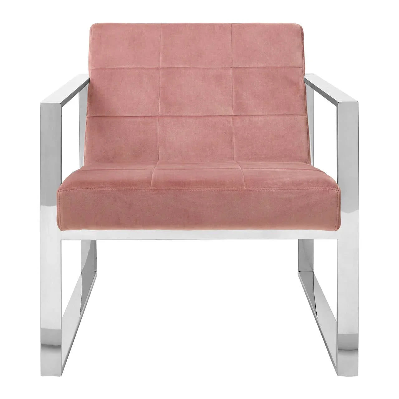 Pink Velvet Steel Lounge Chair