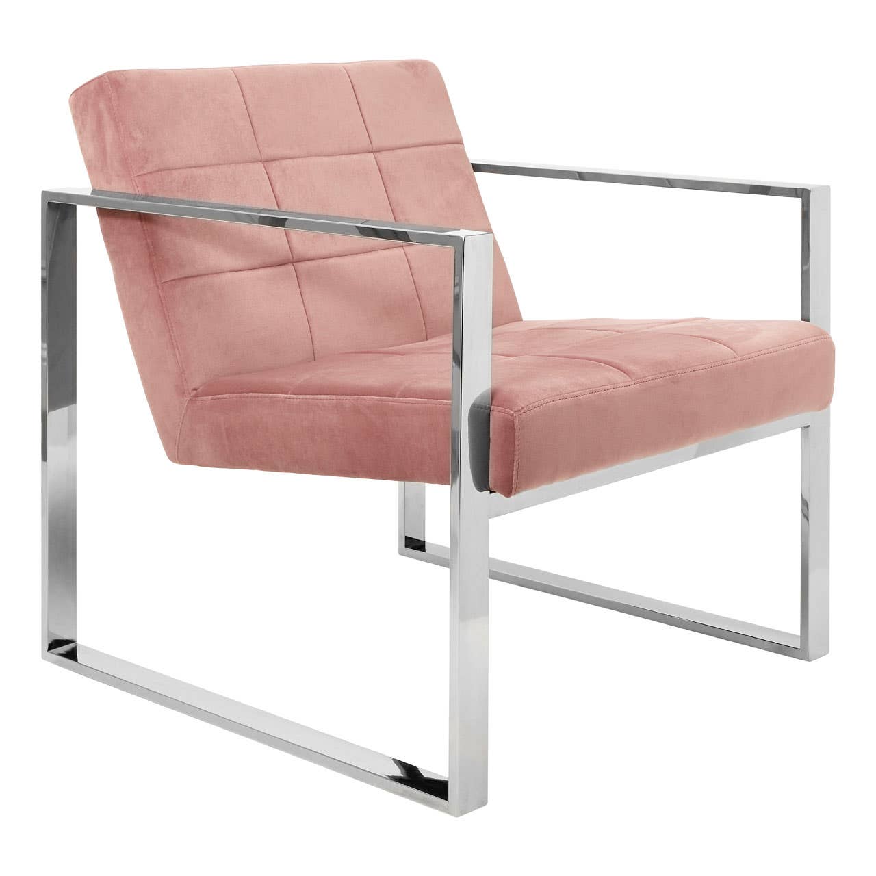 Pink Velvet Steel Lounge Chair