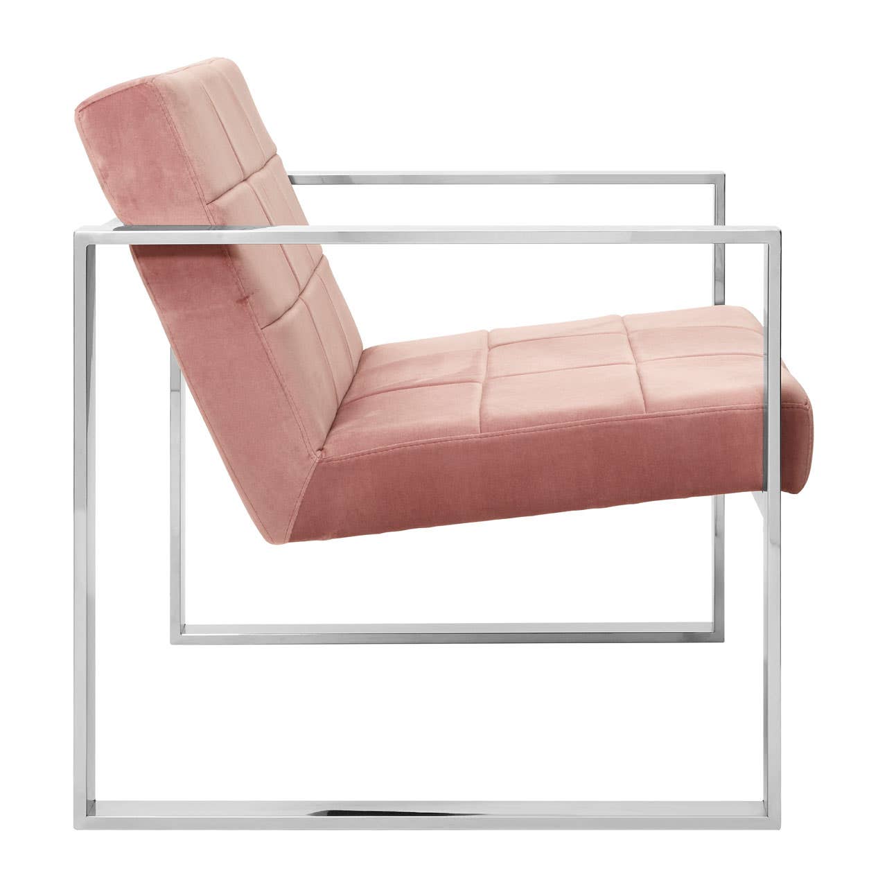 Pink Velvet Steel Lounge Chair