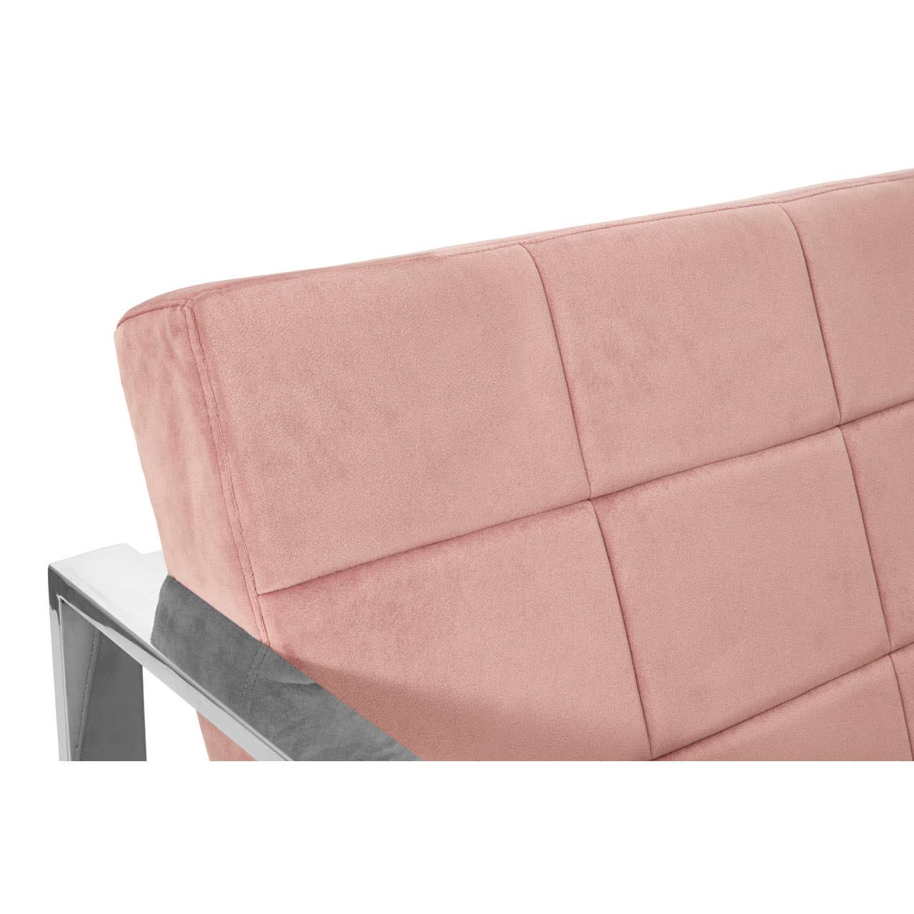 Pink Velvet Steel Lounge Chair