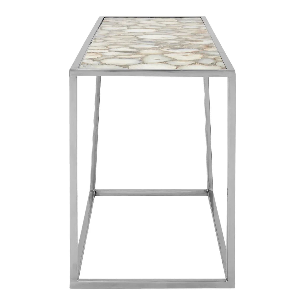 White Agate Steel Console Table