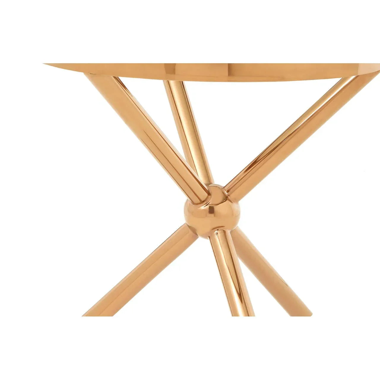 Gold metal side table legs with round base and intersecting rods