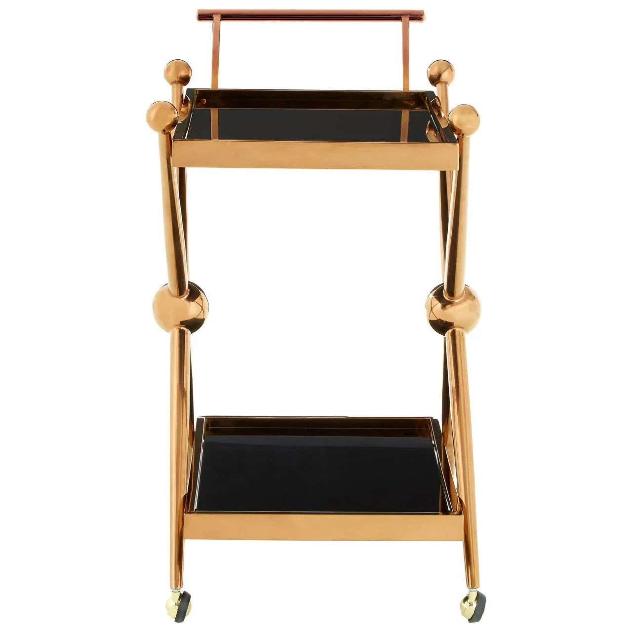 Modern Rose Gold Glass Trolley