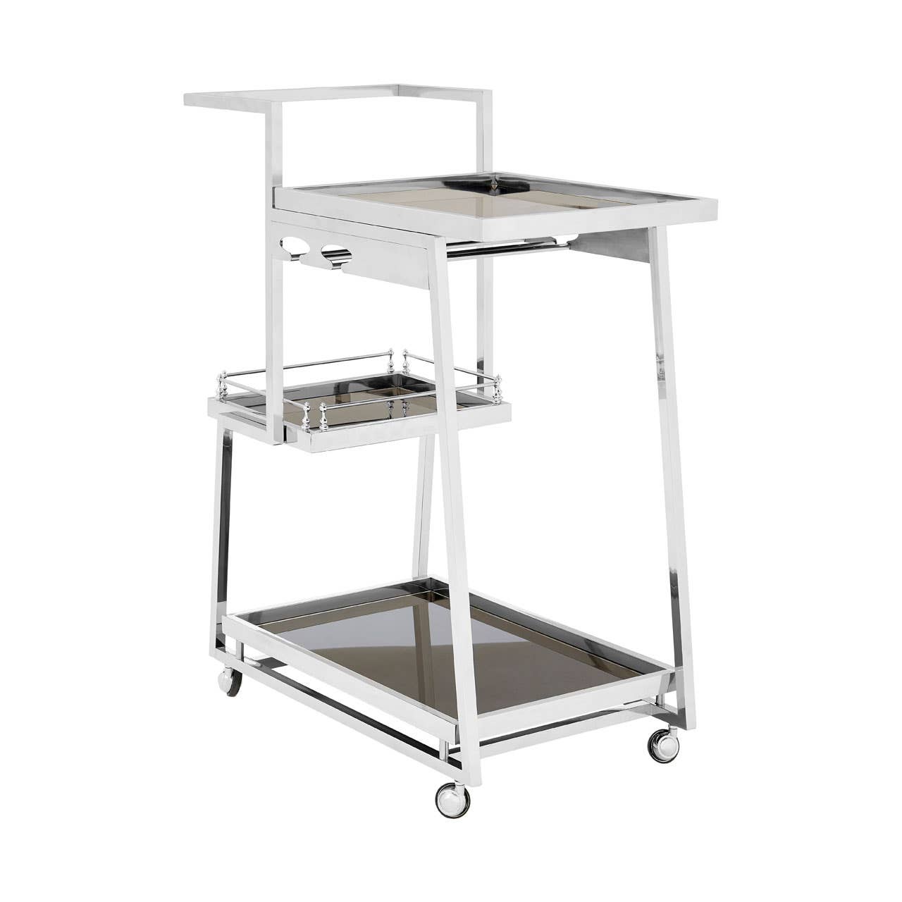 Luxe Silver Glass Trolley