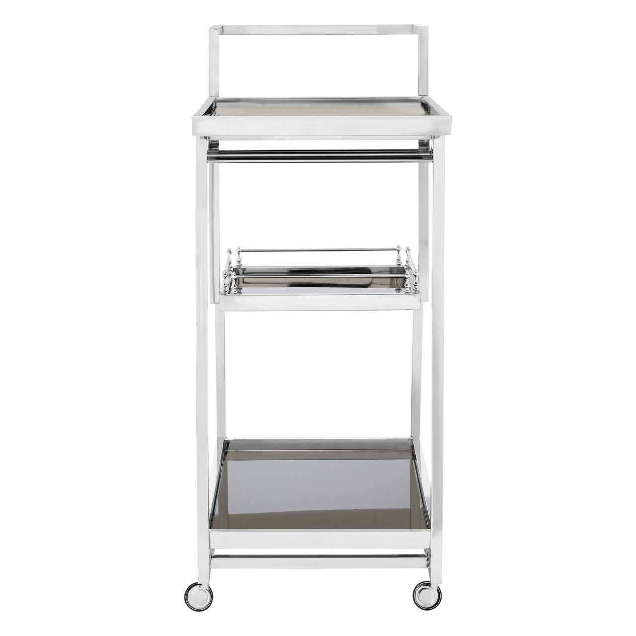 Luxe Silver Glass Trolley