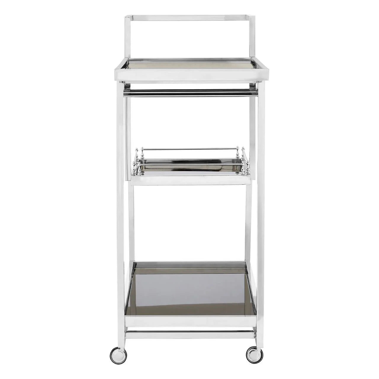 Luxe Silver Glass Trolley