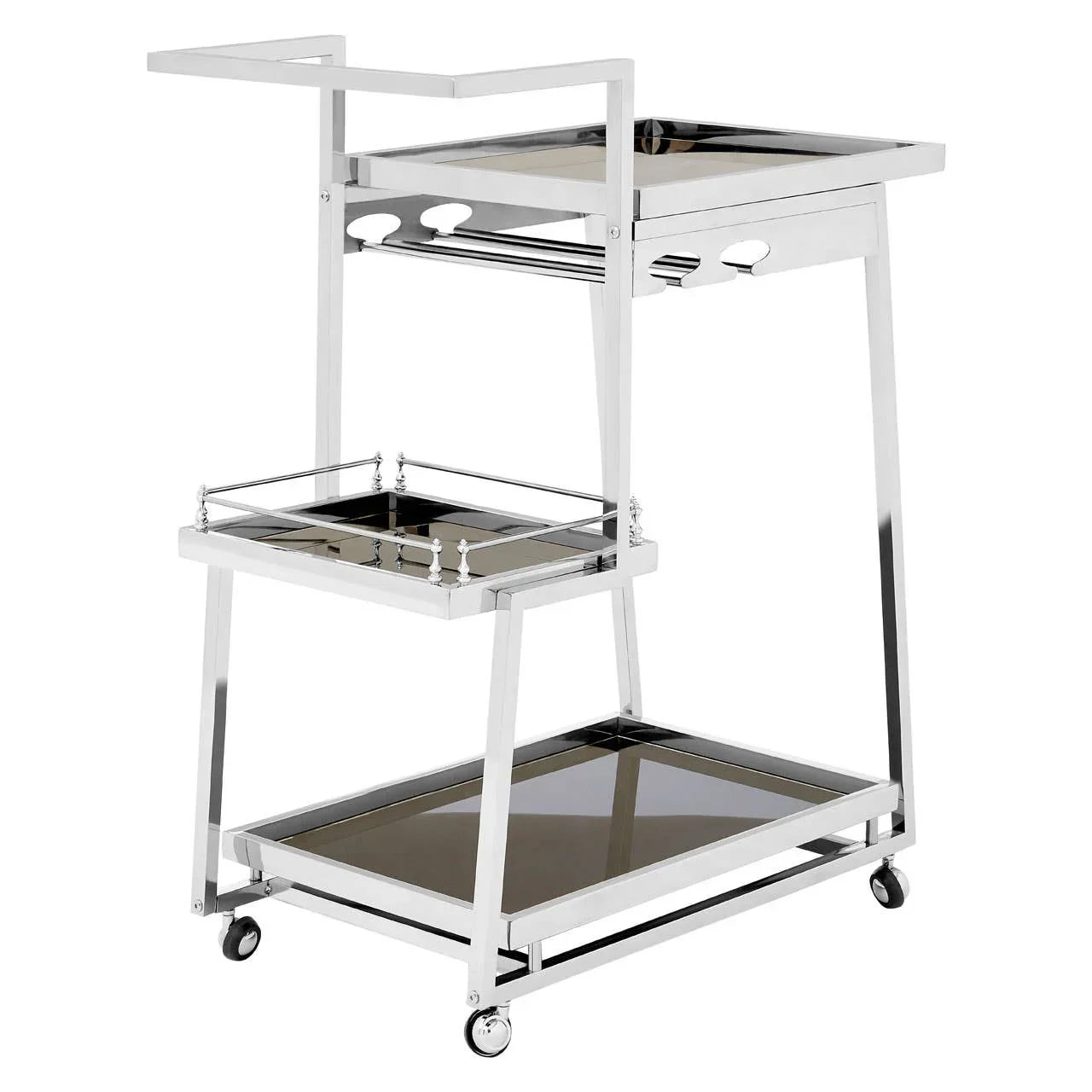 Luxe Silver Glass Trolley