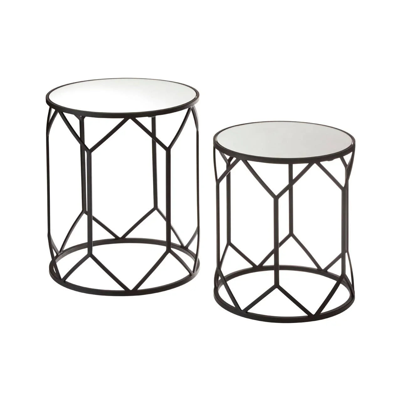 Polygonal Black Steel Mirrored Tables