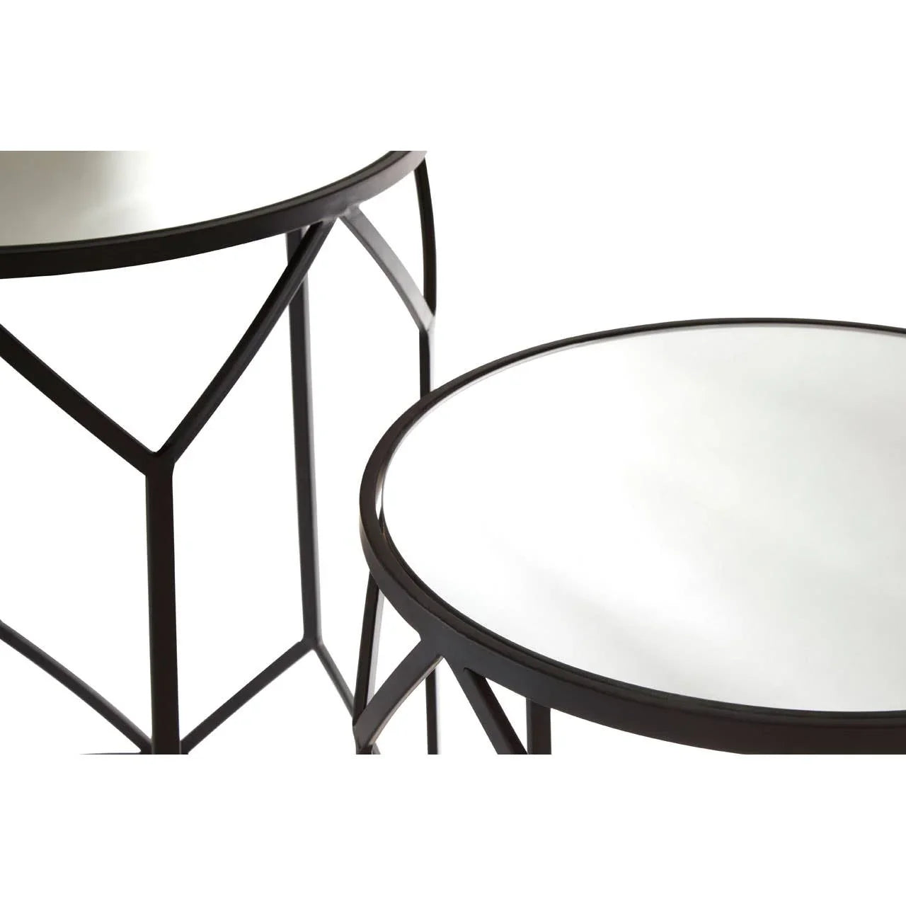 Polygonal Black Steel Mirrored Tables