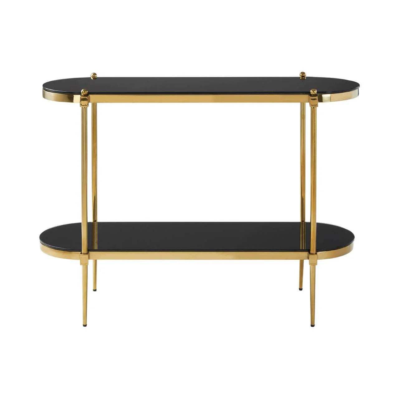 Golden Steel Glass Console Table