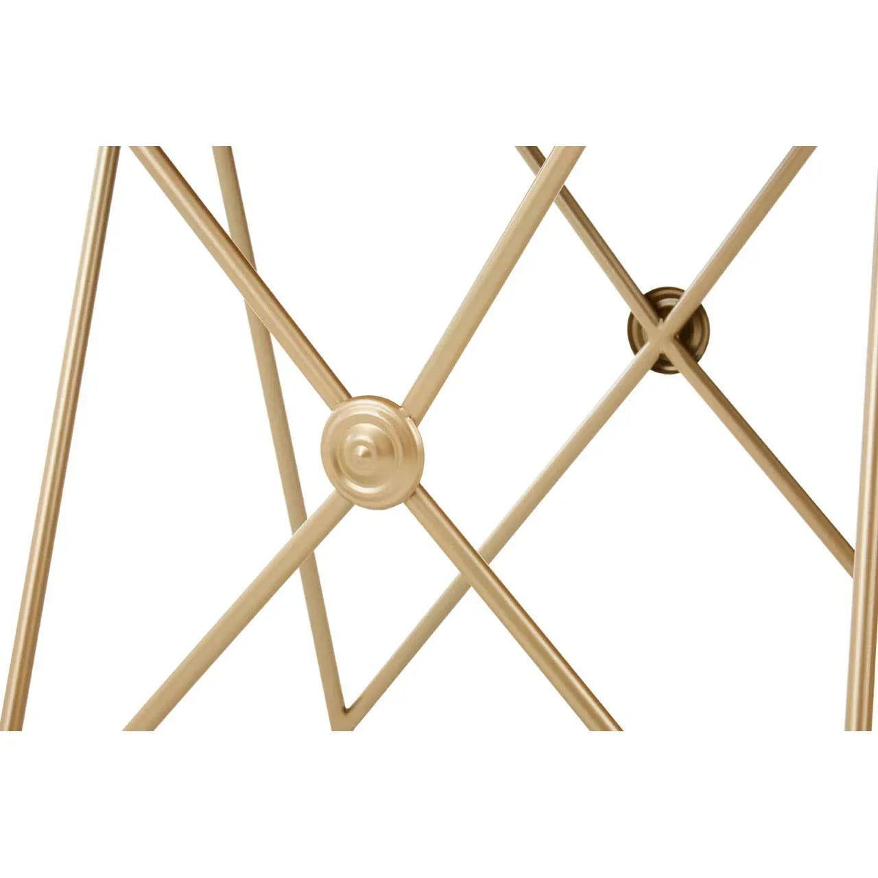 Gold metal table legs with crisscross design and decorative central detail