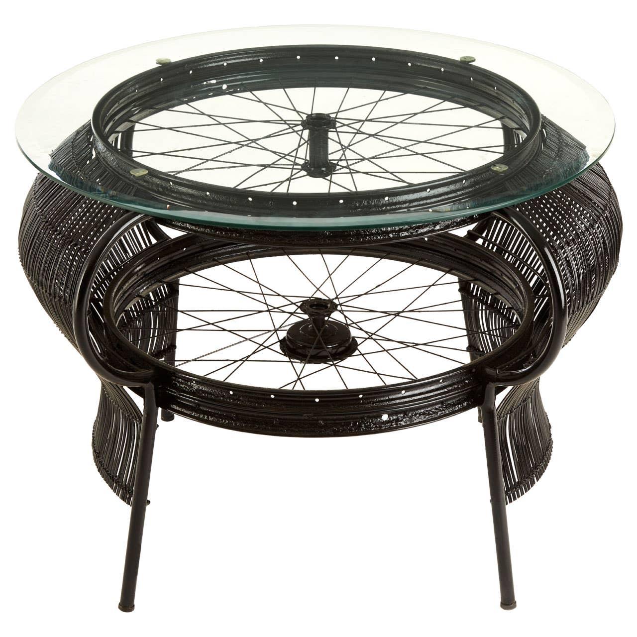 Bamboo Iron Glass Coffee Table