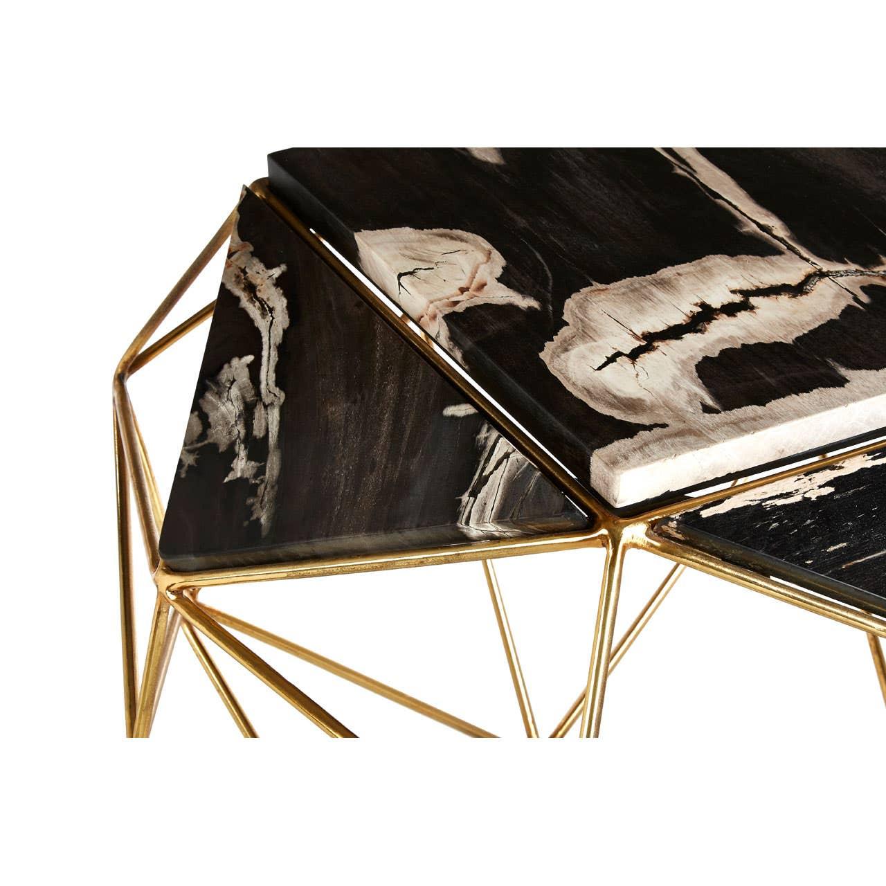 Petrified Wood Iron Side Table