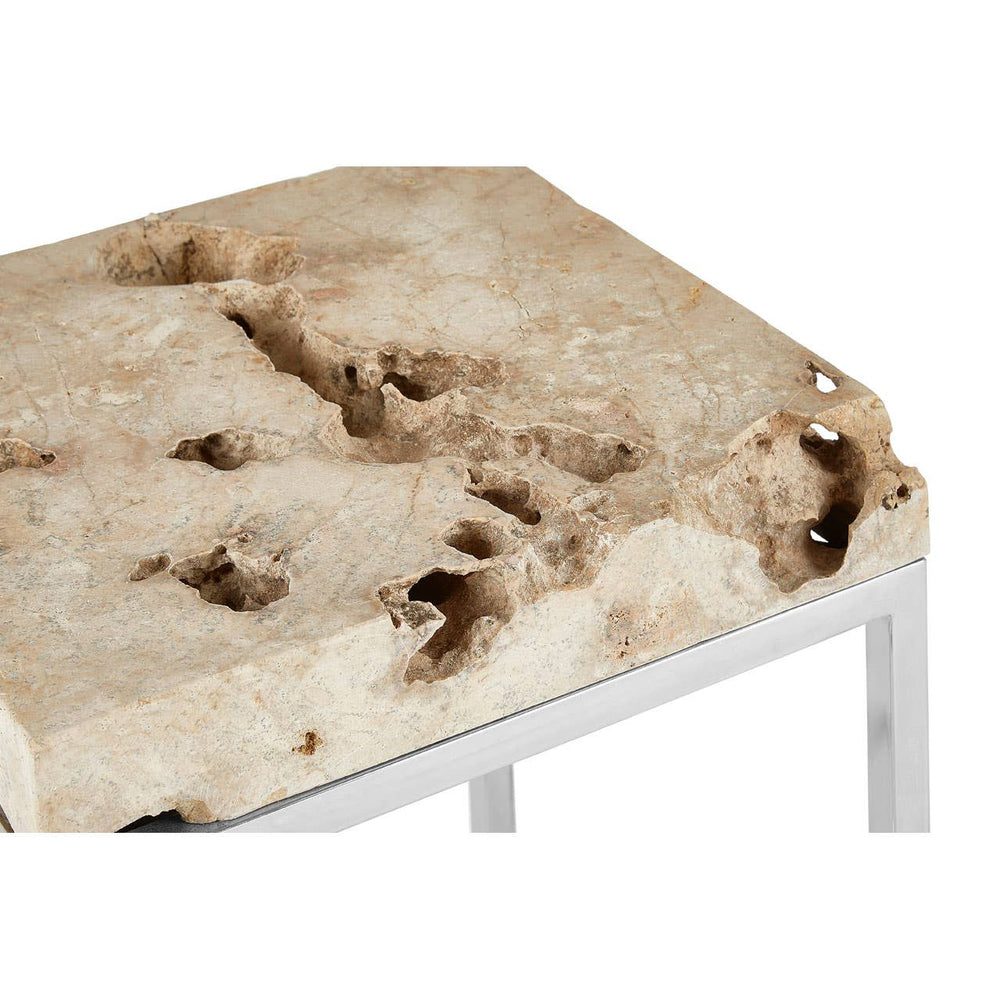 Cheese Stone Steel Side Table