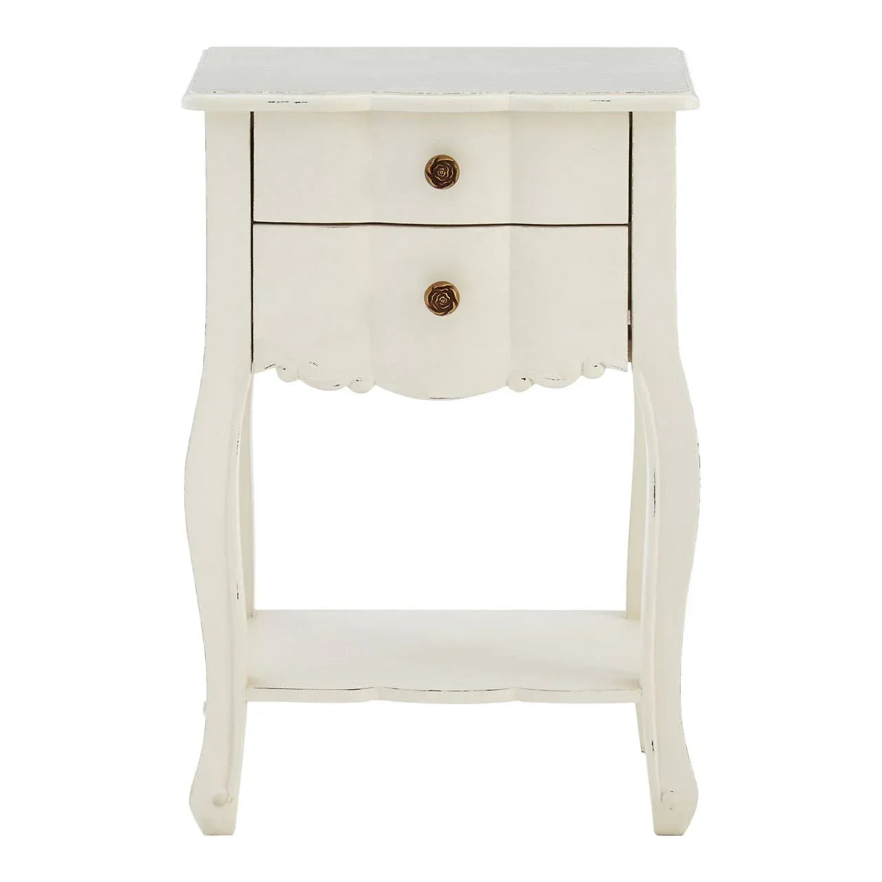 Graceful White Wood Bedside Table
