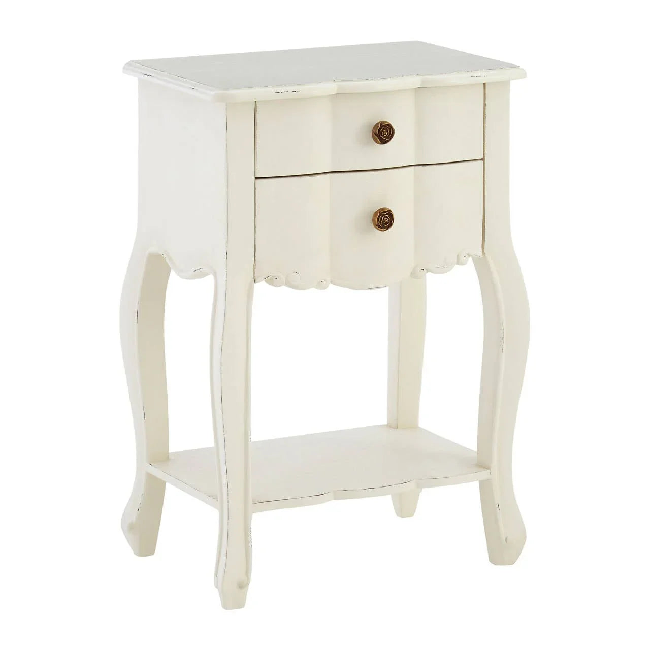 Graceful White Wood Bedside Table