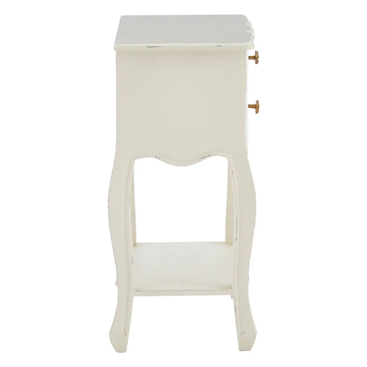 Graceful White Wood Bedside Table