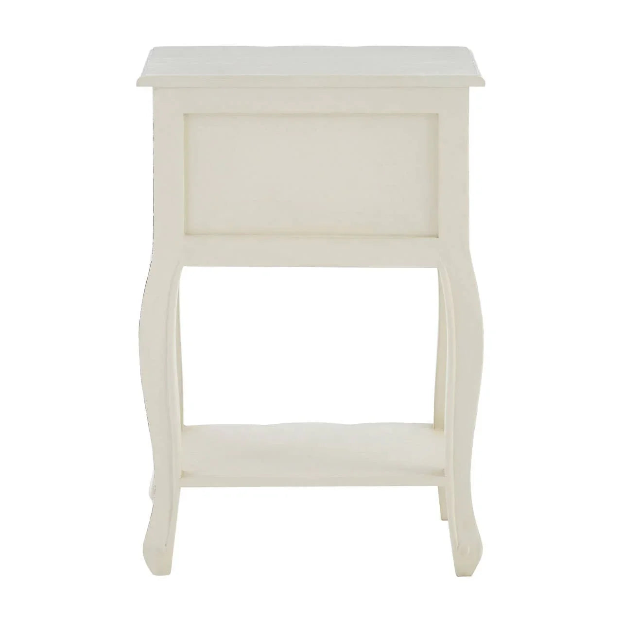 Graceful White Wood Bedside Table