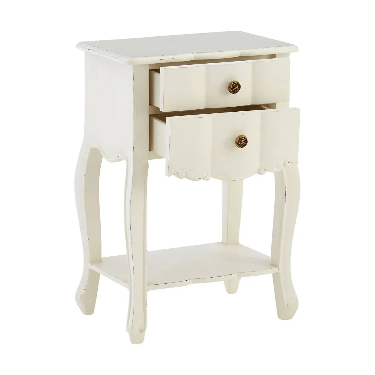 Graceful White Wood Bedside Table