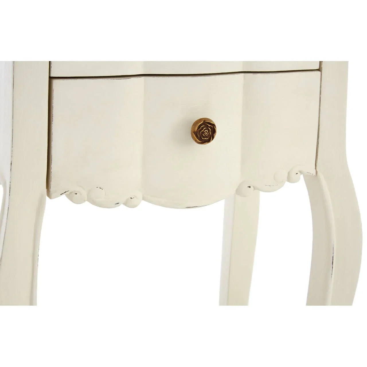 Graceful White Wood Bedside Table