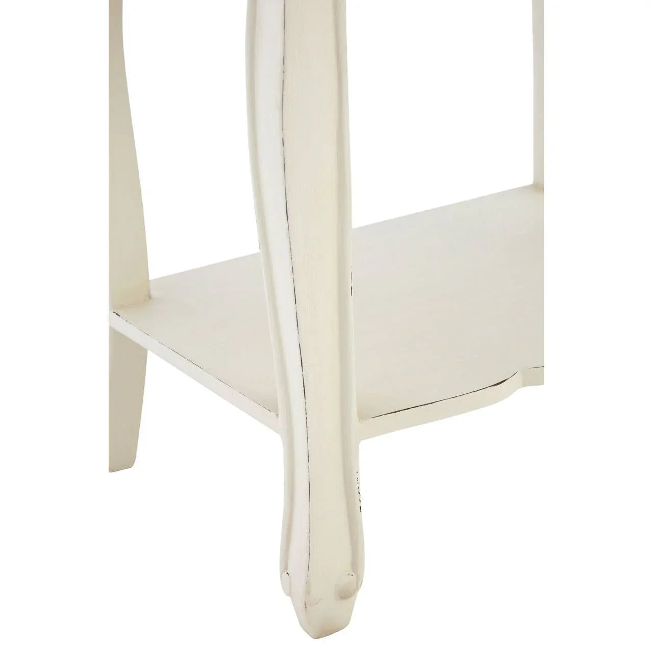 Graceful White Wood Bedside Table