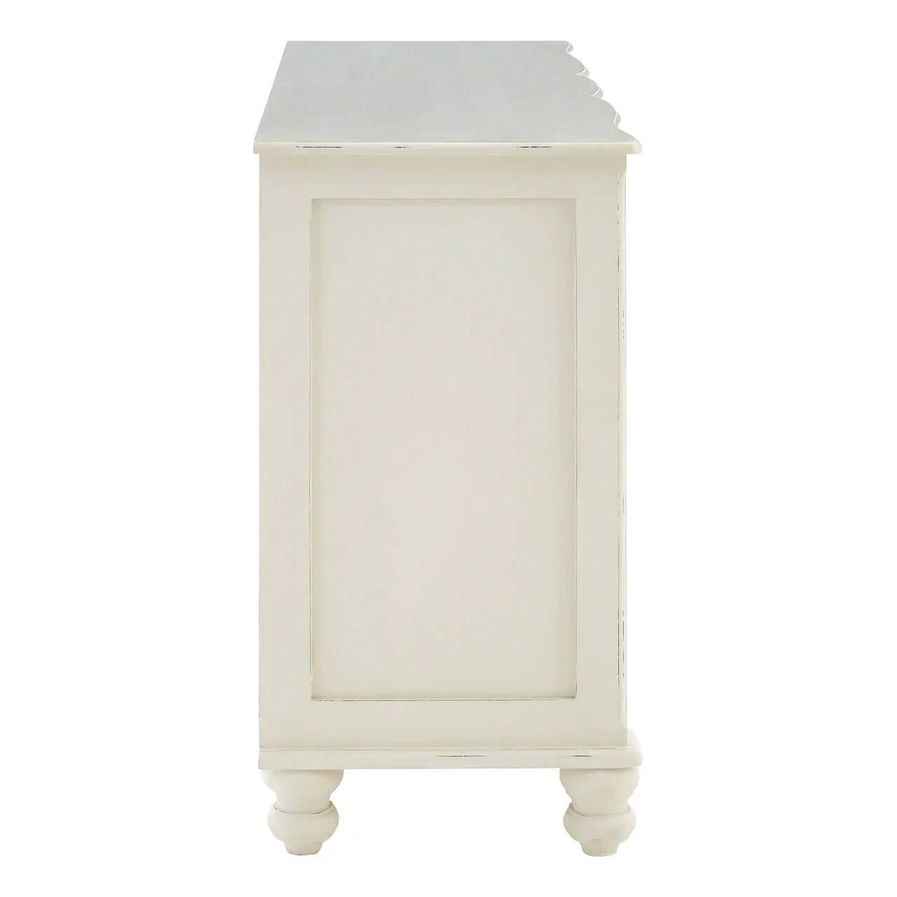 Serene White 6-Drawer Sideboard with Brass Accents