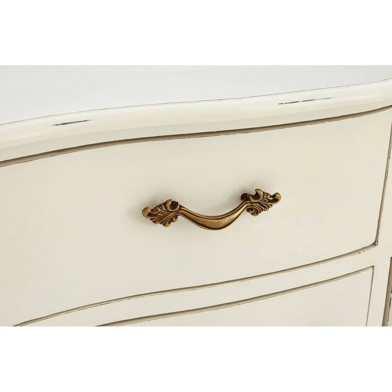 Serene White 6-Drawer Sideboard with Brass Accents