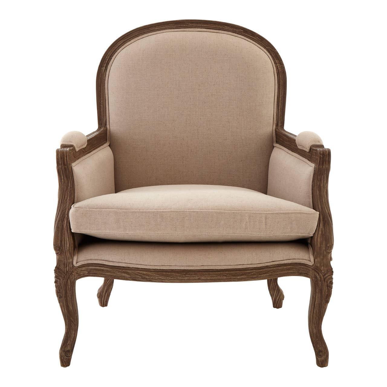Rustic Beige Wood Armchair