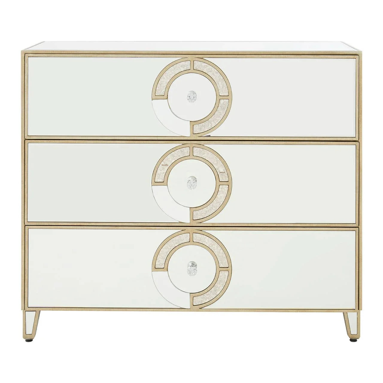 Mirrored Circle Drawer Unit