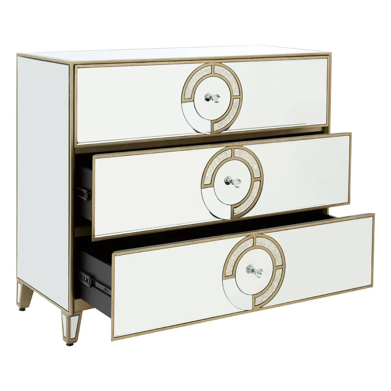Mirrored Circle Drawer Unit