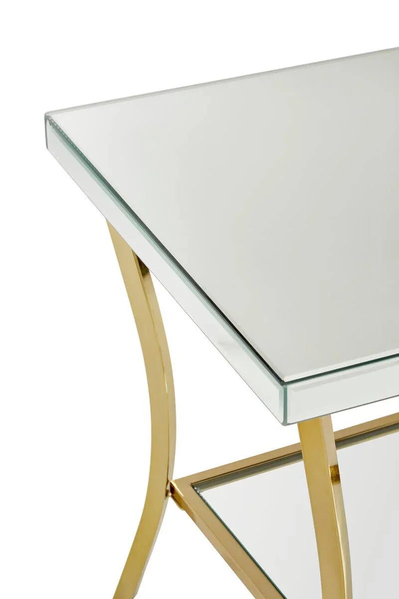 Luxe Gold Mirror Side Table