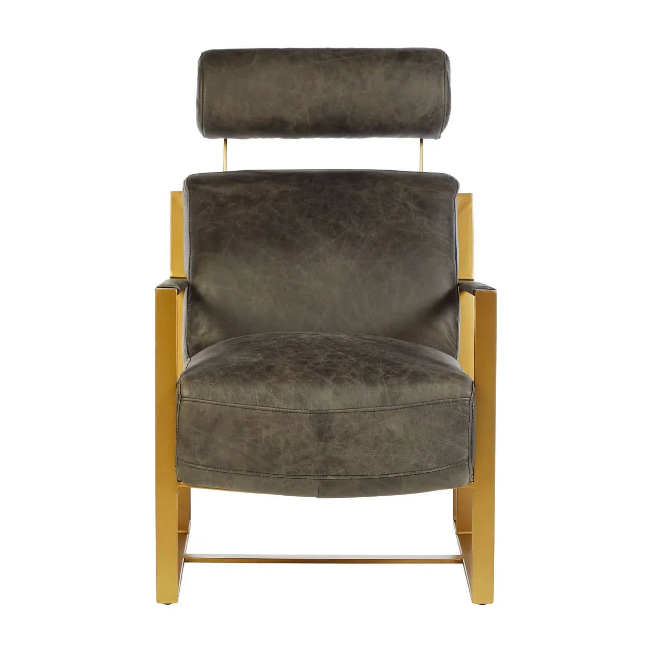 Luxe Grey Leather Lounge Chair