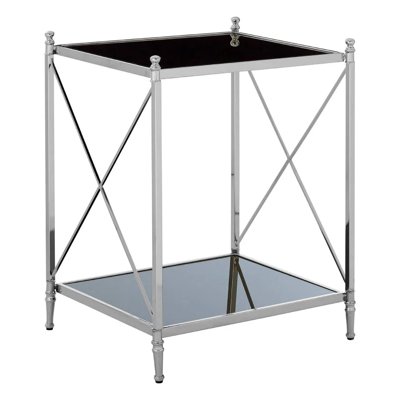 Silver Geometric Glass Side Table