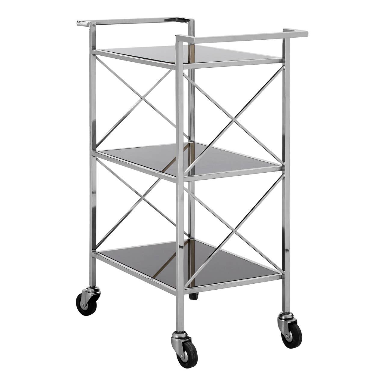 Luxe Black Glass Trolley
