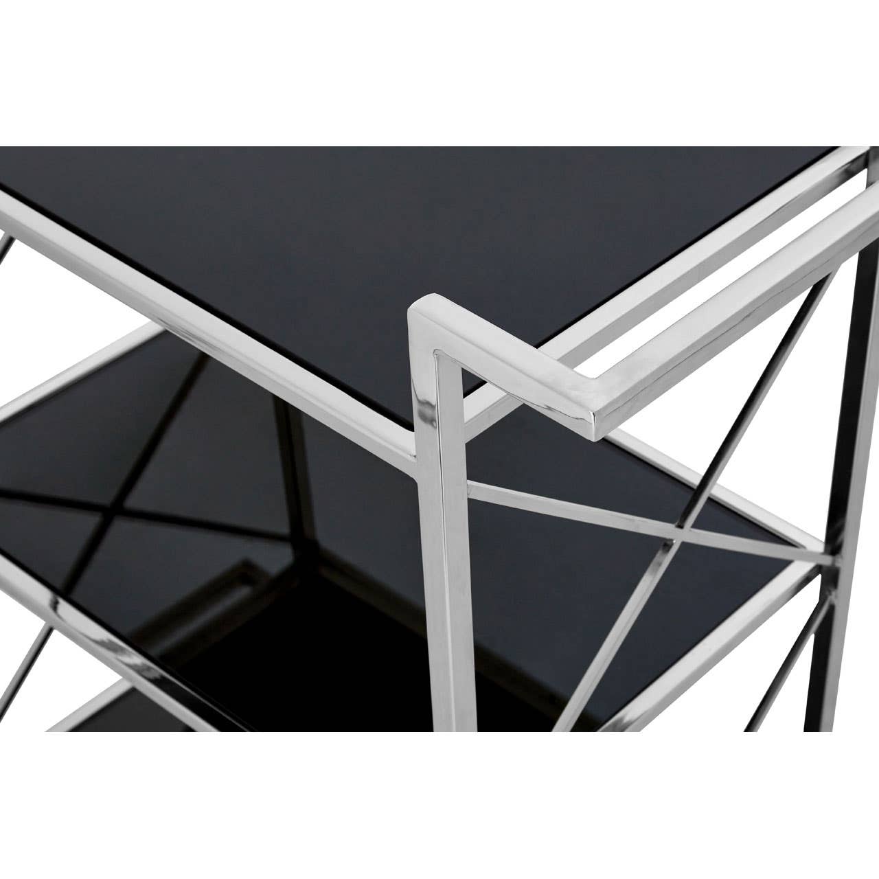 Luxe Black Glass Trolley