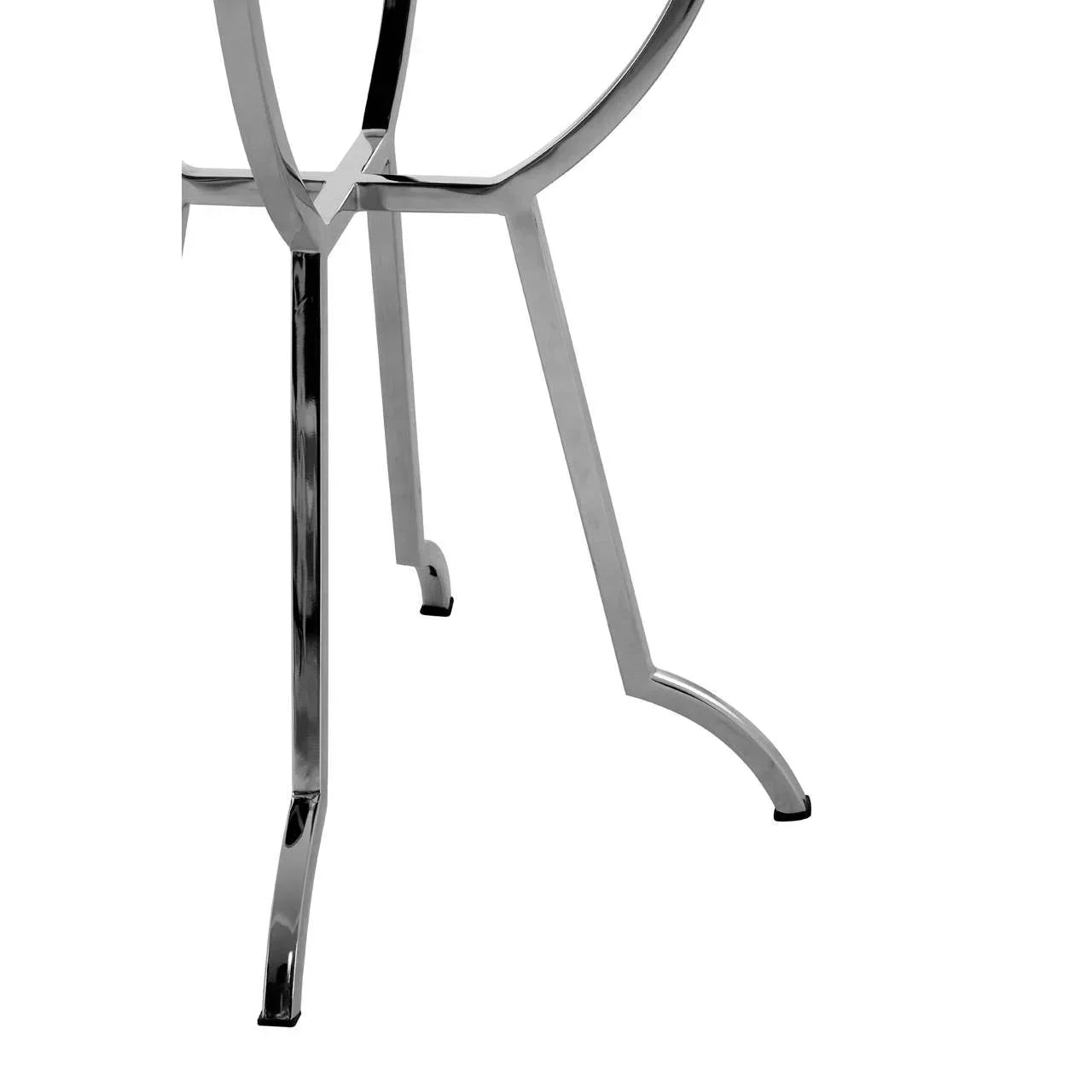 Chrome dining table legs with contemporary curved design and floor protectors