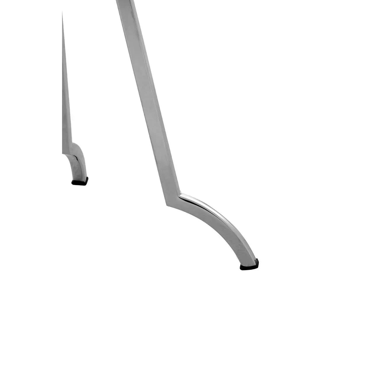 Chrome dining table legs with curved feet and black floor protectors