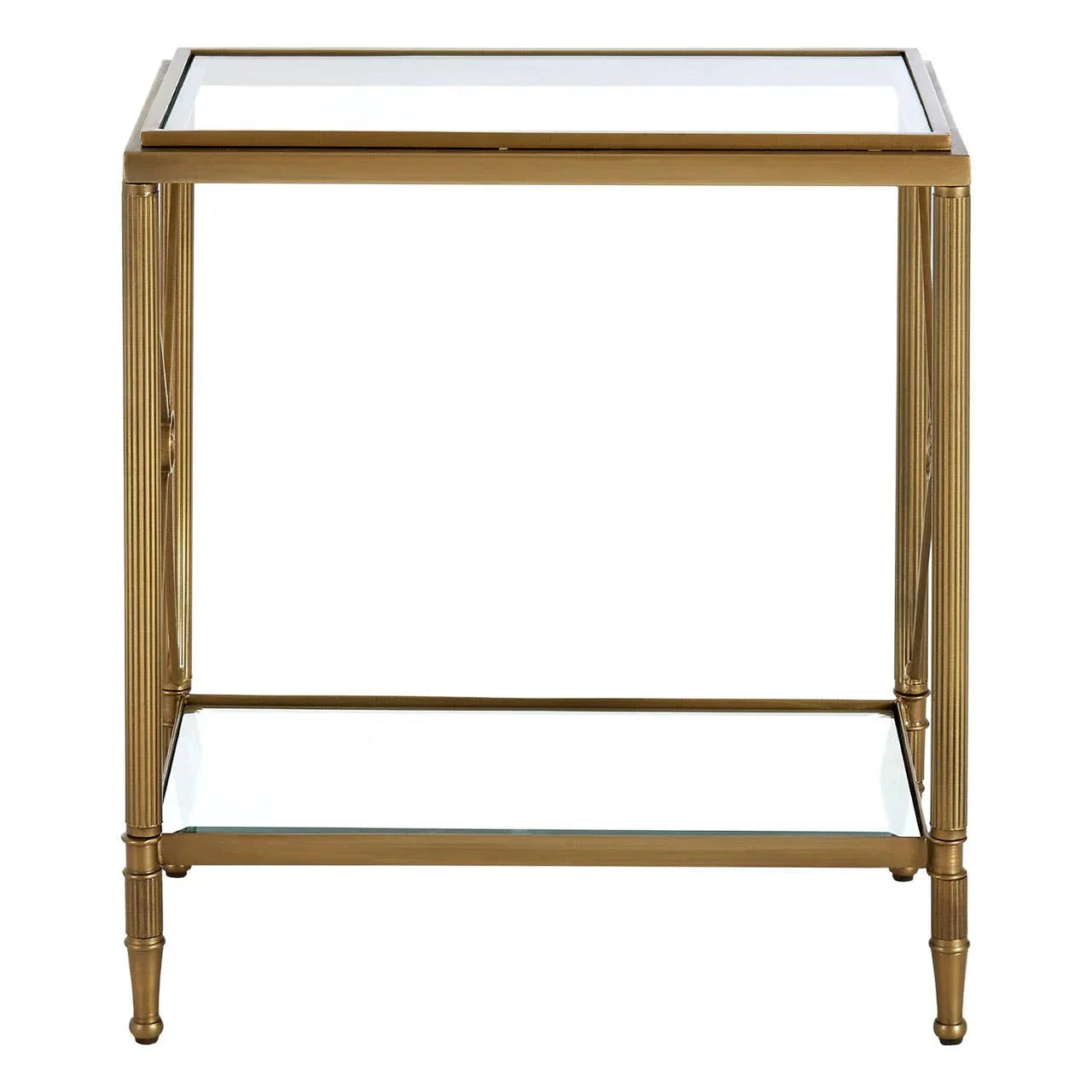 Golden Brass Frame Glass Table