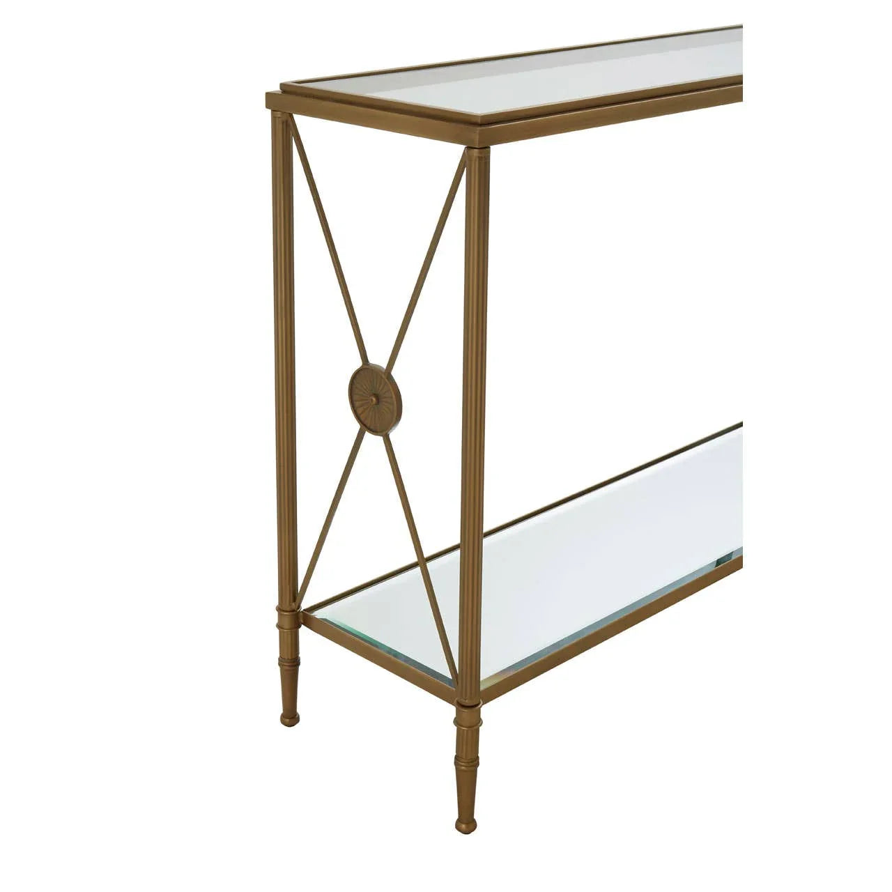 Golden Frame Glass Console Table