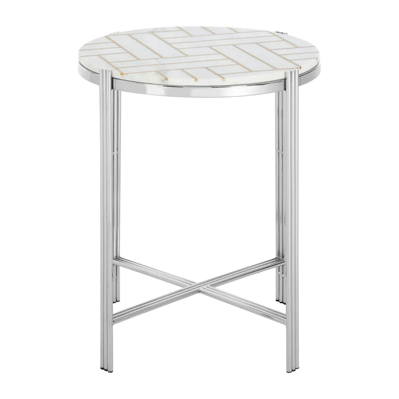 Golden Geometric Marble Side Table