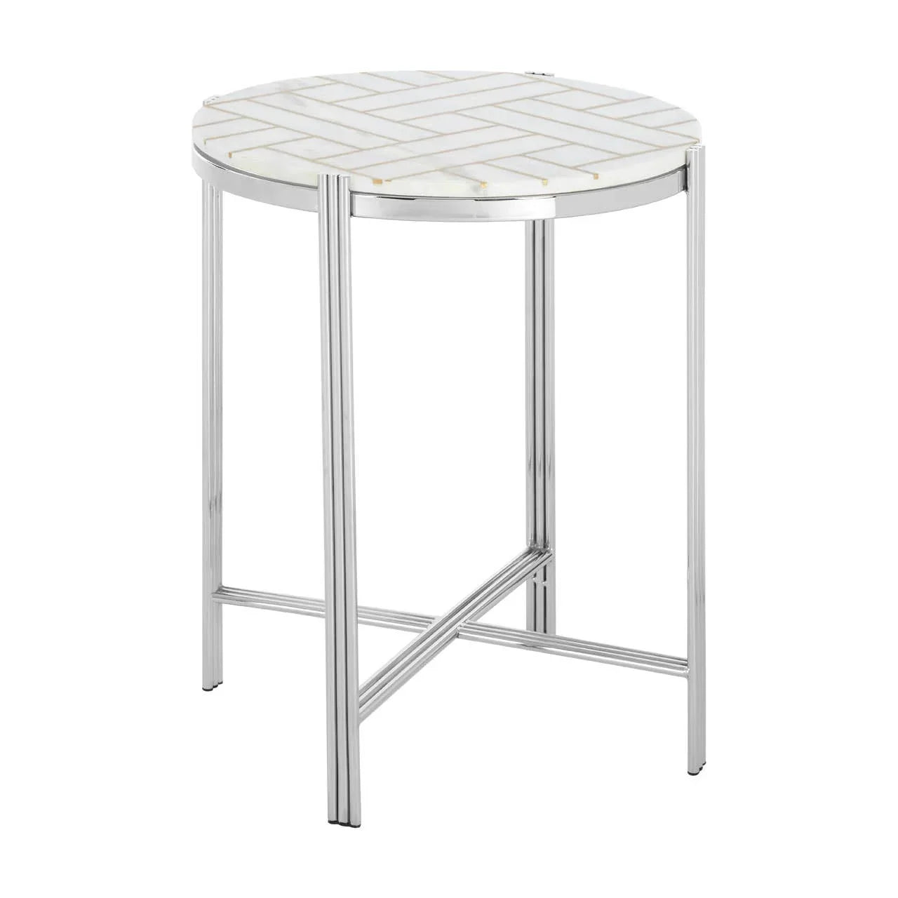 Golden Geometric Marble Side Table