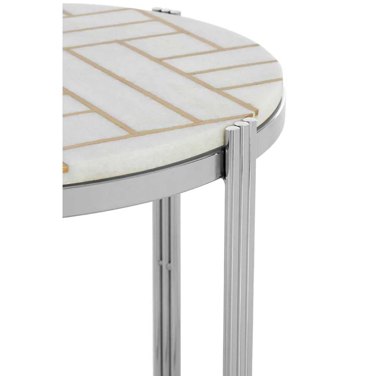 Golden Geometric Marble Side Table