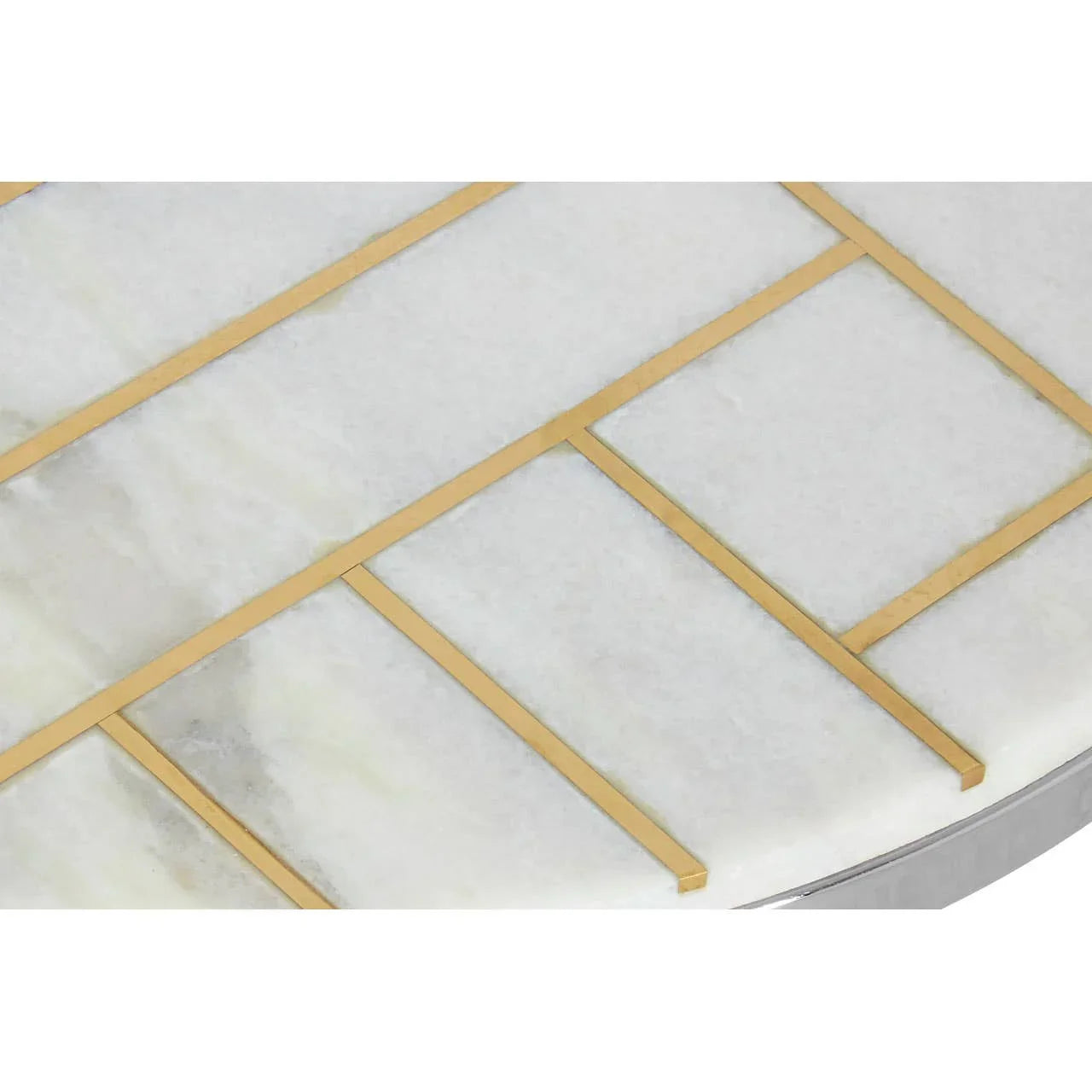 Golden Geometric Marble Side Table