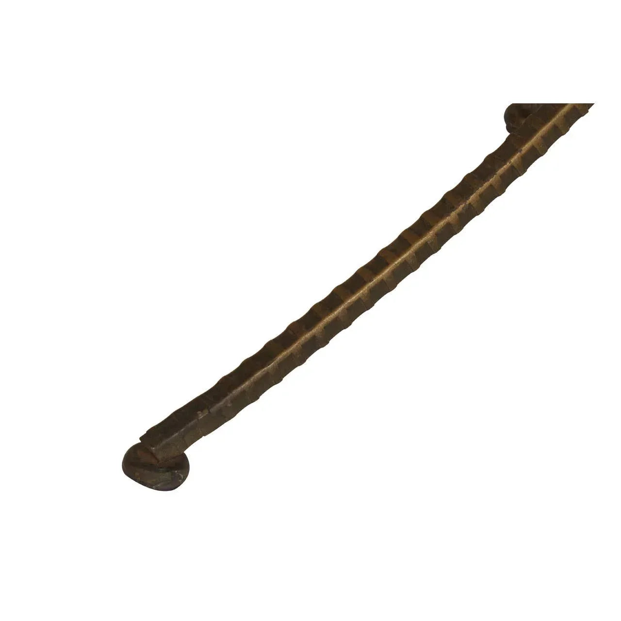 Curved iron table leg with textured finish on white background