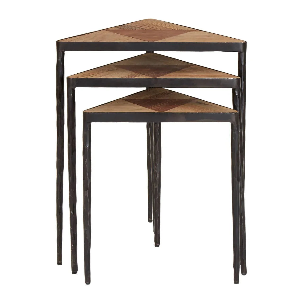 Elm Wood Triangular Nesting Tables